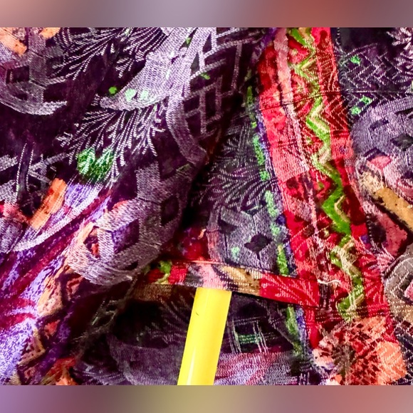 🩸Chicos Multicolor Silk Linen Blend Lined Collared Pockets Lightweight Jacket L - Picture 10 of 13